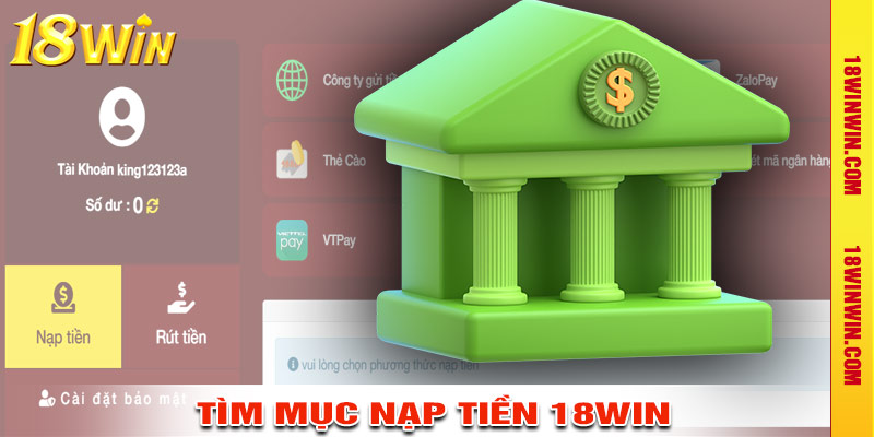 Tìm mục nạp tiền trên trang chủ