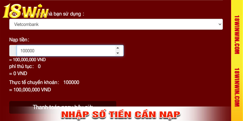 Nhập số tiền bạn cần giao dịch
